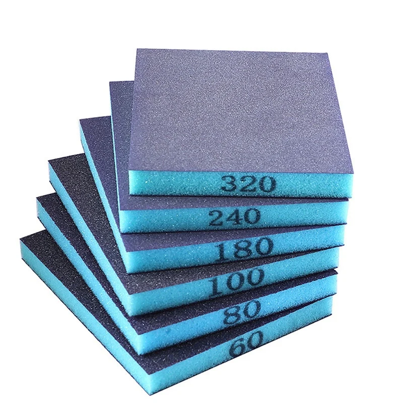 

6 Pcs Sanding Sponge 60/80/100/180/240/320 Grit, Wet And Dry Dual Use For Wood Metal Wall