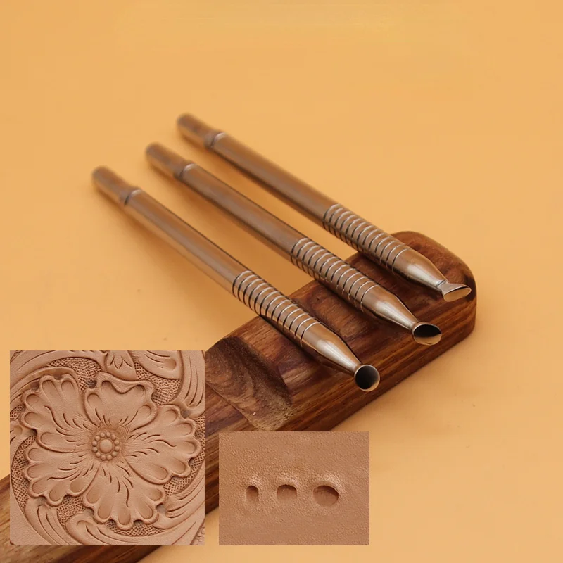 

leather carving stamps vegetable tanned stainless steel pressing edge picking punching tool 4pcs/set craft stamping