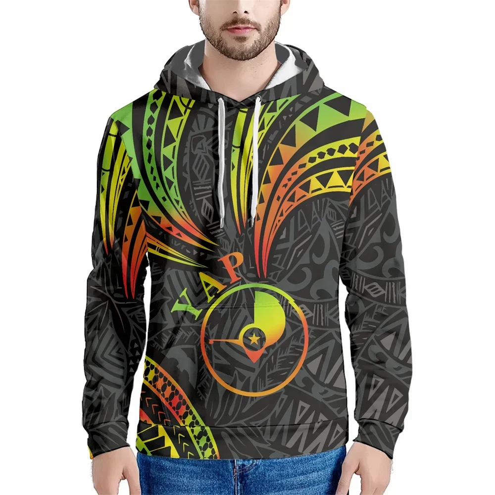 High Quality New Hoodies Polynesian Tribal Samoa Yap Islands Floral Print Custom Sportswears Long Sleeve Hooded Pullover Hoodies