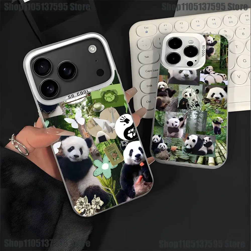 

Cute Panda Fubao Phone Case For iPhone 17,16,15,14,13,12,11,Pro,XS,Max,Plus,Mini,SE4,E White Matte Shockproof Cover