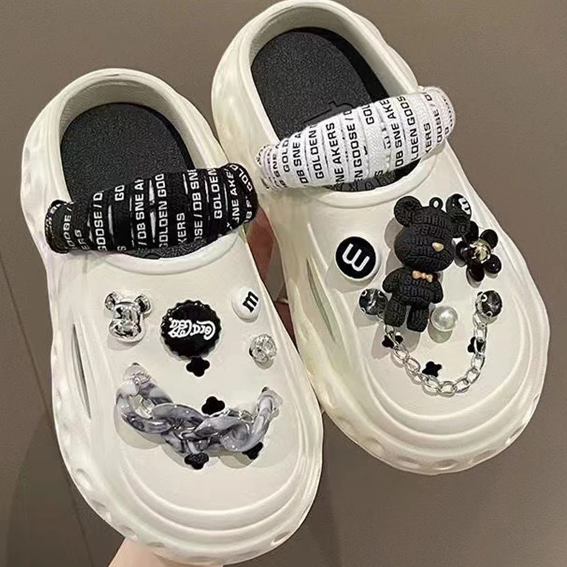 DIY 3D Cartoon Shoelace Bear Shoe Charms Clogs Slides Sandals Garden Shoes Decorations Charm Set Accessories Kids Gift