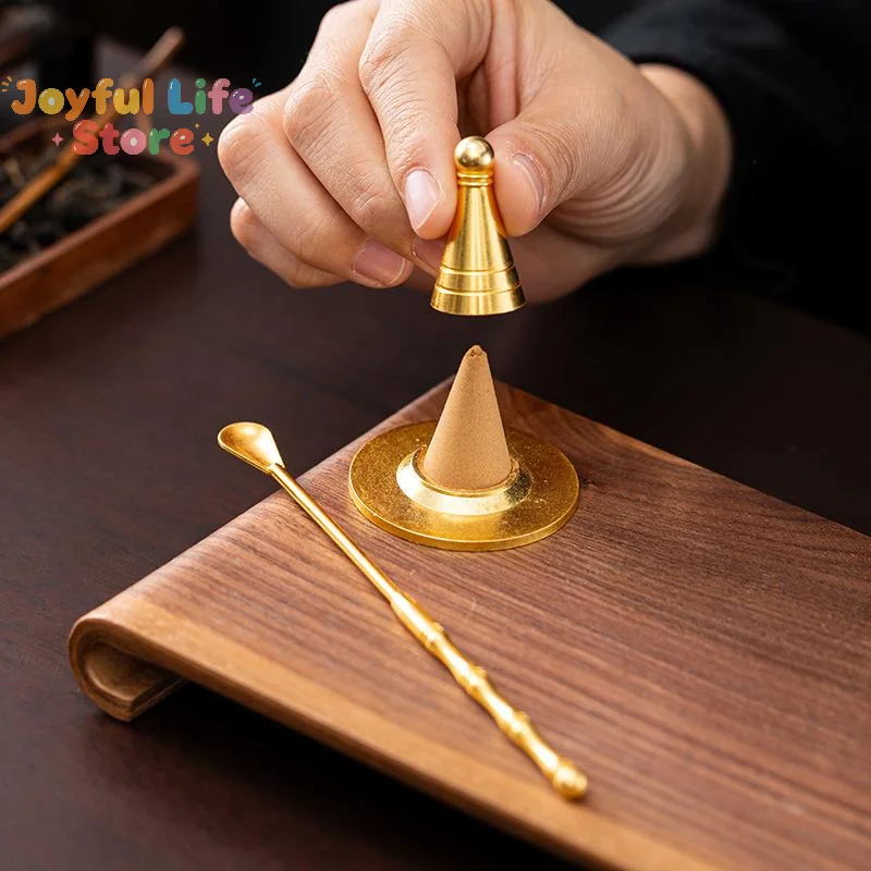 Nouveau brûleur d'encens en cuivre pur, style chinois ancien, pour cônes d'encens DIY, encensoir rétro en laiton, outils et moules pour encens