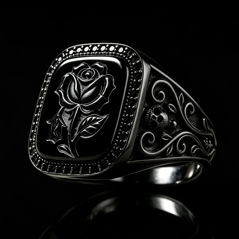 New Gun Black Plated Alloy Ring, Retro Rose Gold Contrast Dark Gothic Fashion Jewelry For Women Daily Matching