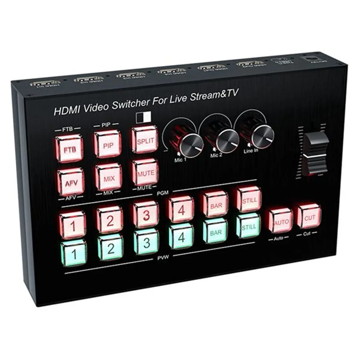 ABSF HDMI-Compatible Video Mixer Switcher Live Streaming 4-Channel 4 Way Multi-View HDMI-Compatible Video Switcher EU Plug