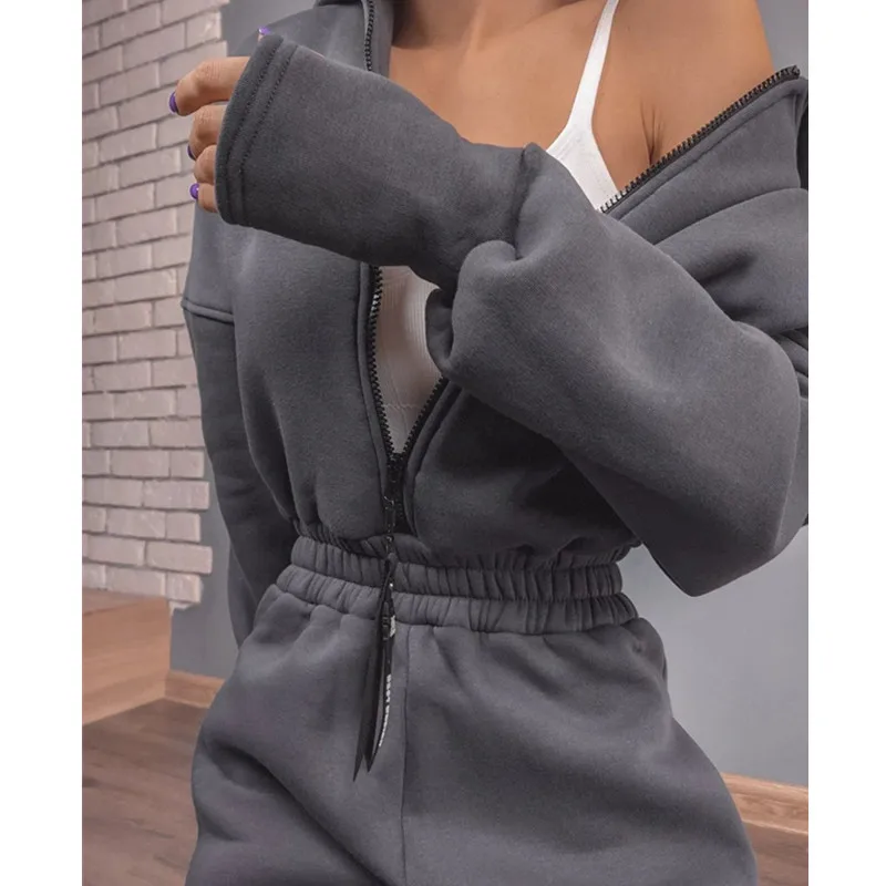 

TSTCTB Sport Jumpsuit Women Playsuit Sportswear Female Long Sleeve Zipper Hoodies Jumpsuits 2023 Autumn Winter Casual Overalls