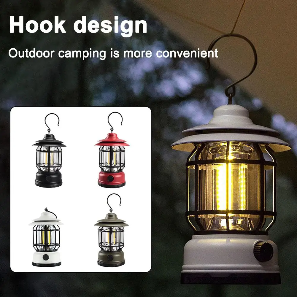 

Portable Led Tent Light Rechargeable Camp Light Retro Lantern Horse Garden Tent Decoration Light E9w1