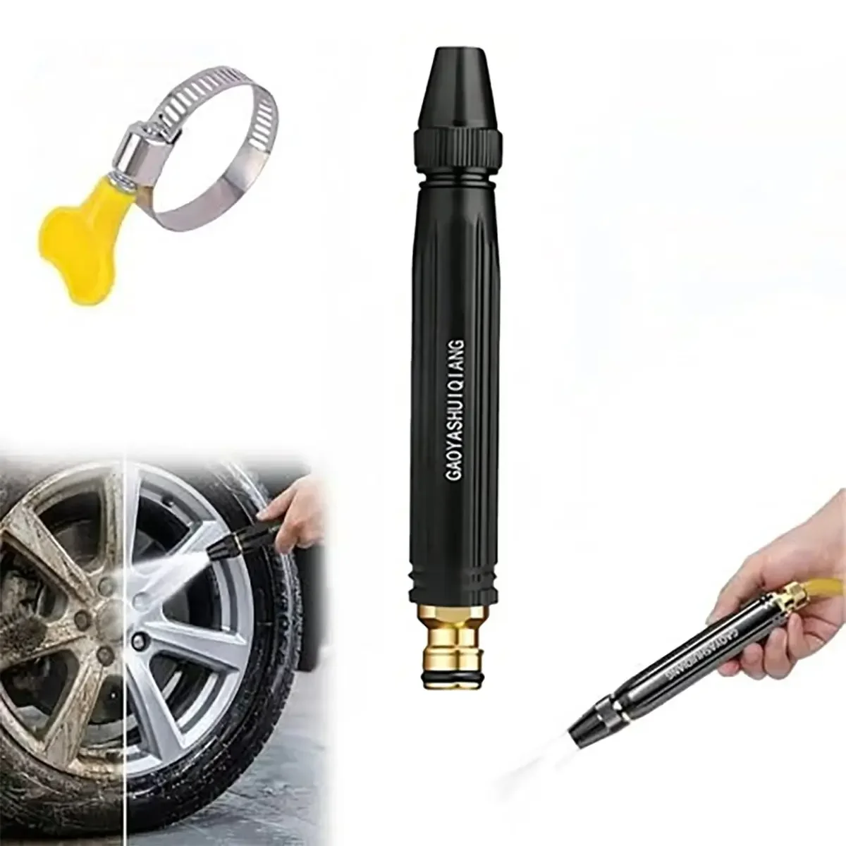 Set of High-Pressure Spray Nozzles (Plastic Material) with Clip-On Attachment - Direct Spray Focused Water Column