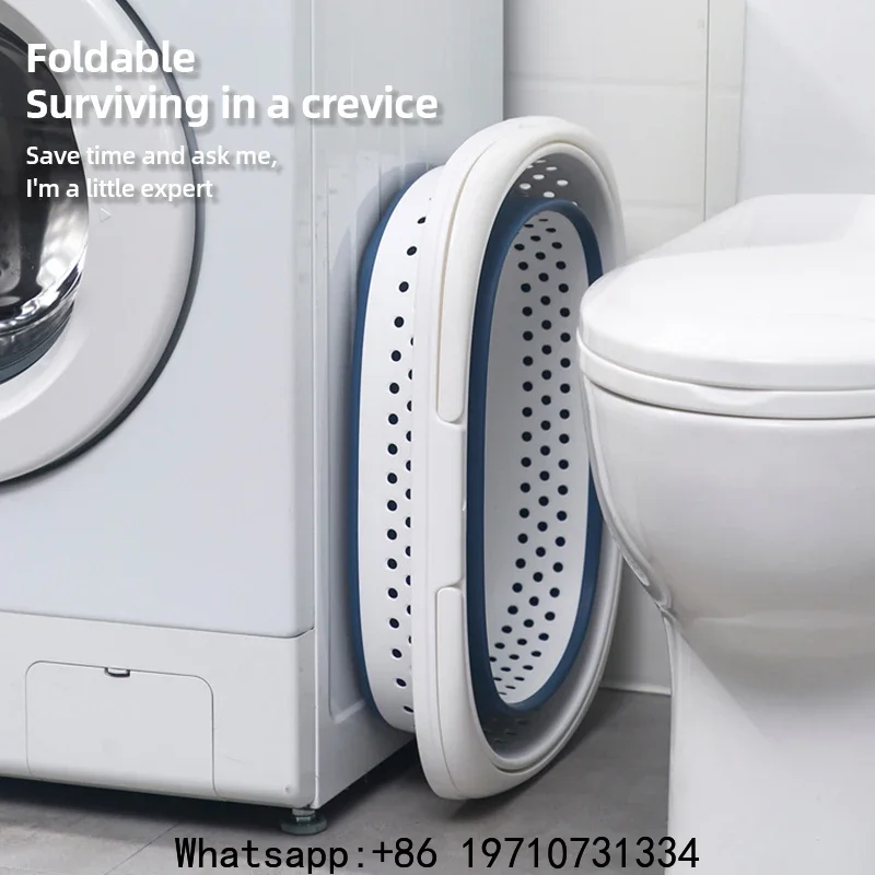 Collapsible Plastic Laundry Basket Folding Pop Up Bathroom Dirty Clothes Basket Household Plastic Large Storage Container view 4