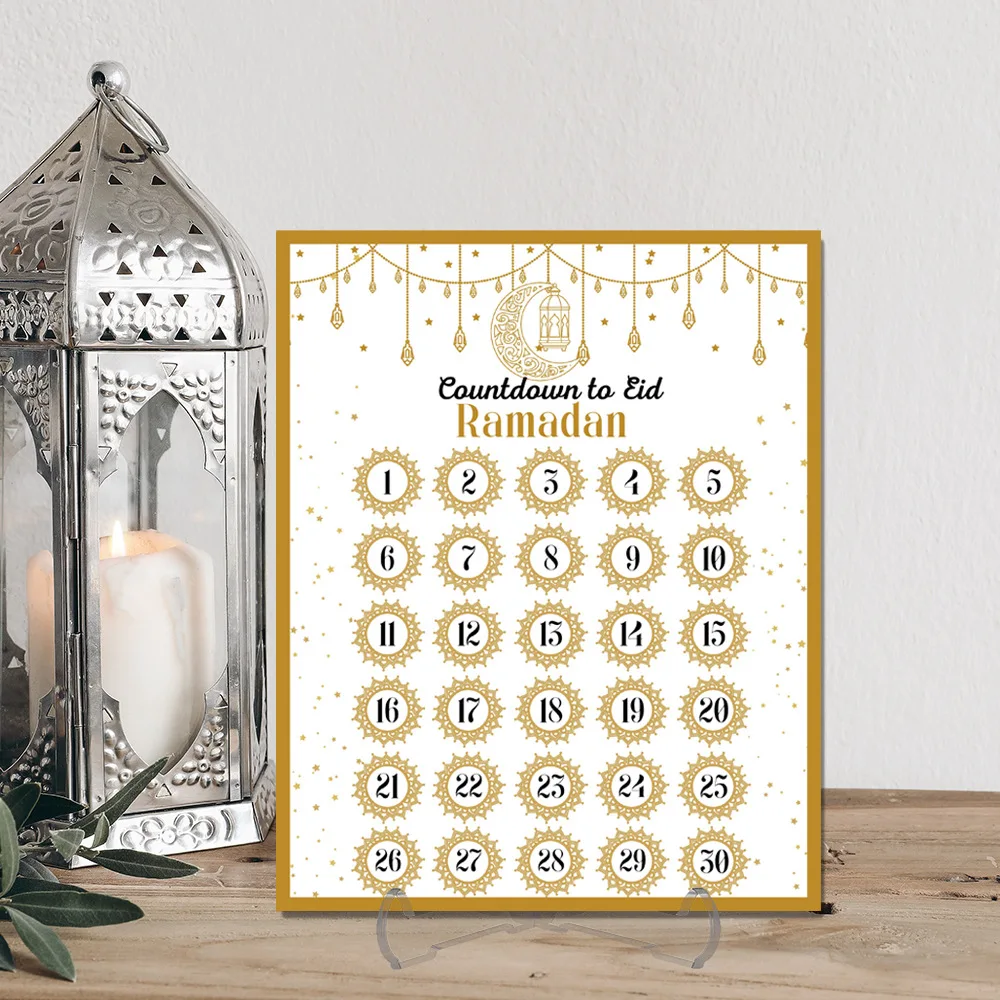 Ramadan Advent Countdown Calendar Acrylic: Ramadan Decorations for Home Eid Mubarak Table Decor, 30 Days Calendar Ramadan Gifts