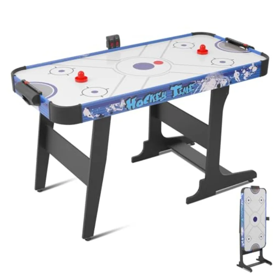 

58 Foldable Air Hockey Table for Indoor Use in Game Rooms Homes and Offices Portable Arcade Game Set with 2 Pucks 2 Pushers LED