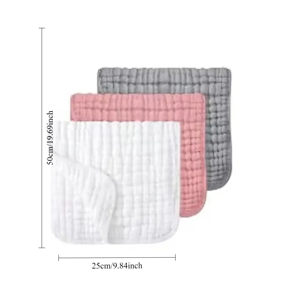 1PCS 25*50cm Soft Absorbent 6 Layers Cotton Muslin Baby Burp Cloths Newborn Drooling Teething Burping Towel Bibs for Boys Girls