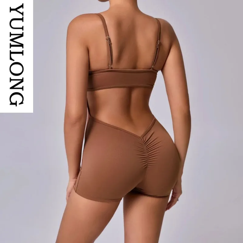 

Women Seamless Yoga Bodysuit Hip-Lifting Skinny Backless Stretch One-Piece Athletic Workout Gym Activewear Sportswear 2025 New