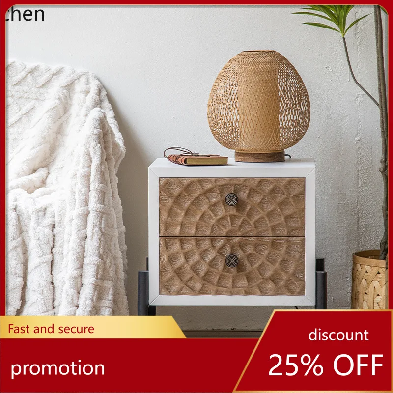 

YFY Bedside Table Solid Wood Side Cabinet Living Room Household Storage Cabinet