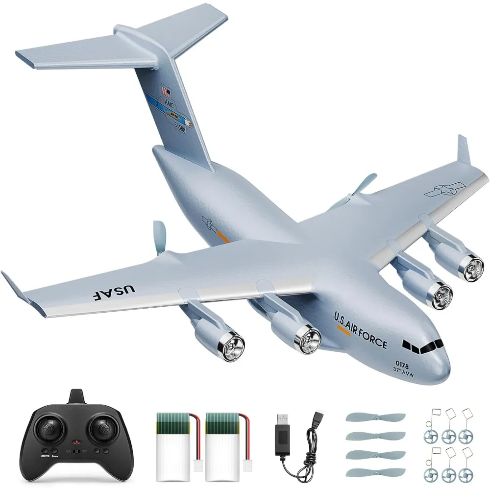 Ready-to-Fly 2-Channel C-17 Globemaster III Military Transport RC Airplane with 6-Axis Gyro Stabilization