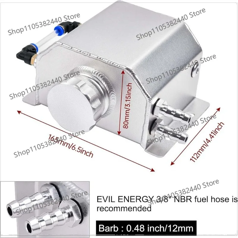 For Universal Square Oil Catch Can 1L/2L, Aluminum Breather Tank with Filter for Car Modification