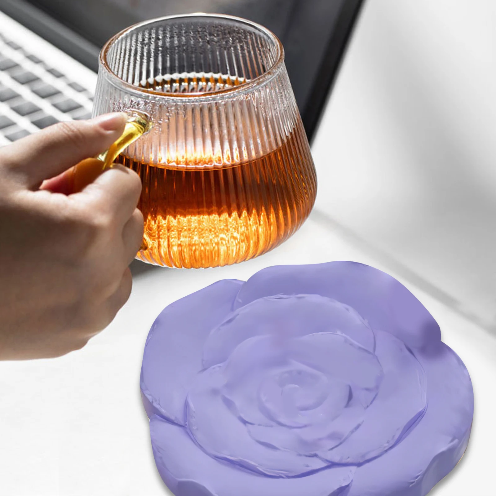 

2pcs Flower Coaster Molds Silicone for Resin Epoxy Silicone Coaster Molds For Resin DIY Jewelry Tray Projects Accessories