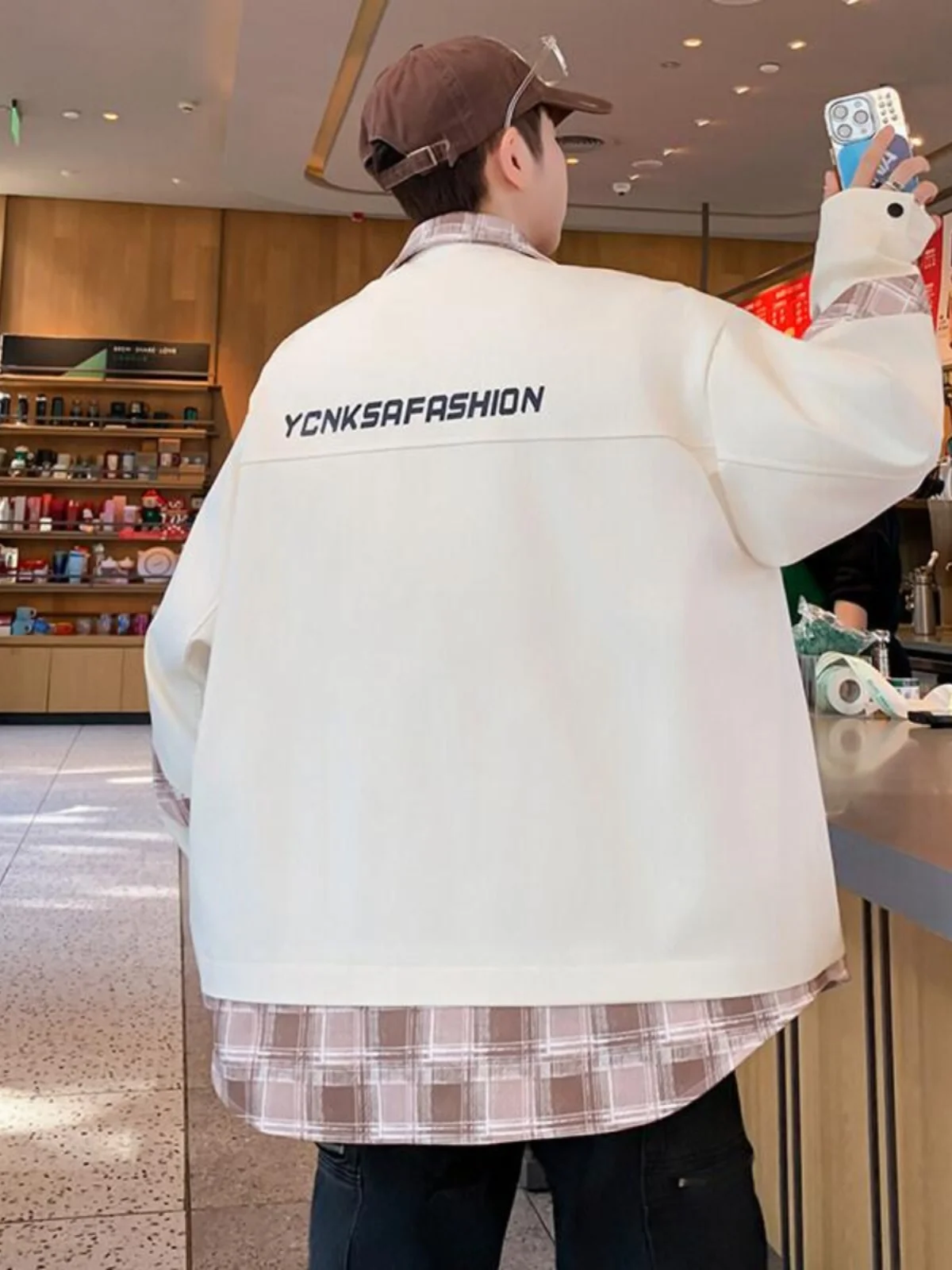 

Spring 2025 Faionable Plaid irt Jaet for Teenage Boys Casual Outerwear Long Sve Button up Polyester Fiber ex