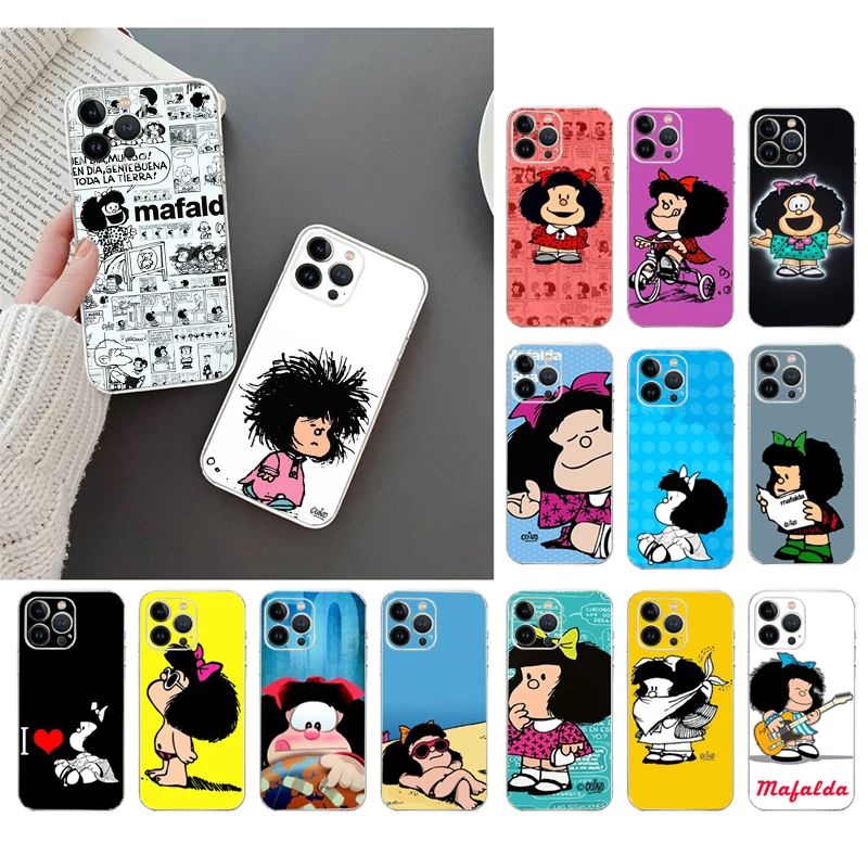 Phone Case For iphone 16 15 14 Pro Max 16 15 14 13 12 Pro 15 14 Plus SE Mafalda Case Funda Capa Cell