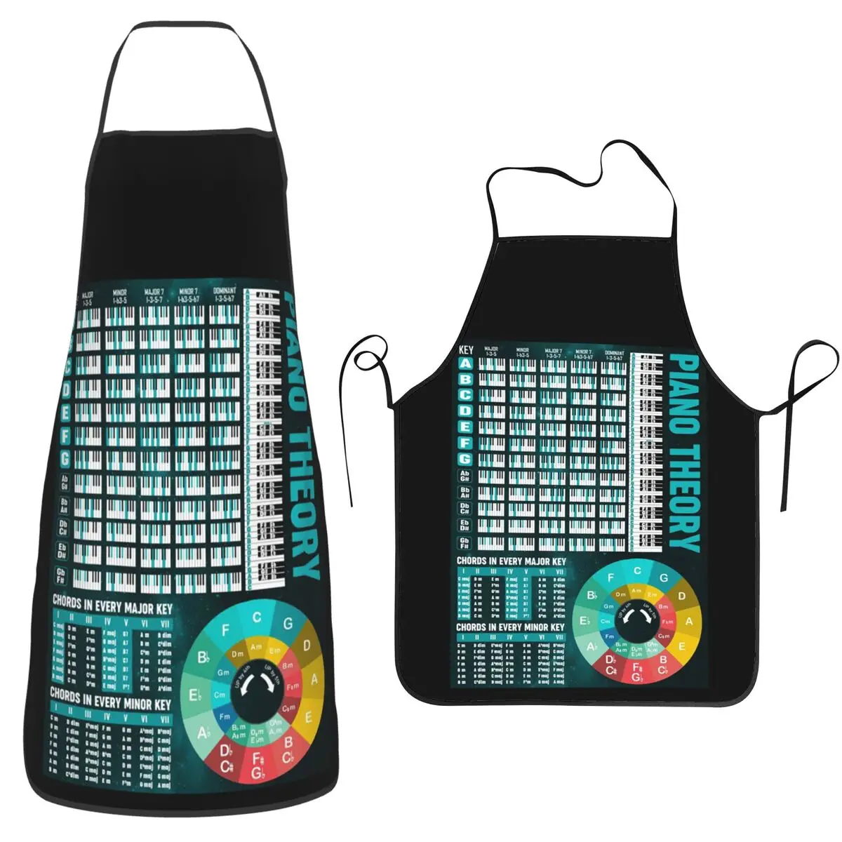 Music Basic Guitar Chord Theory Chart Piano Aprons Chef Cooking Tablier Waterproof Bib Kitchen Cleaning Pinafore for Women Men