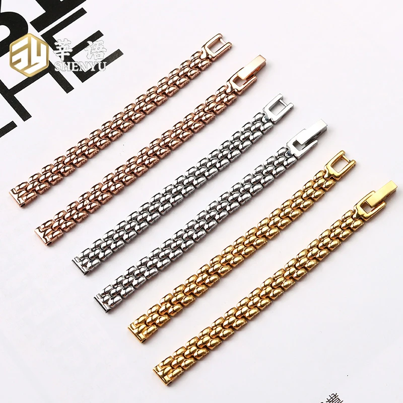 حزام ساعة Shenyu من الستانلس ستيل للنساء ، سوار أنيزي ، حجم صغير ، حزام عصري ، فضي ، ذهبي ، 6 من الذهب الوردي ، 8 ، 10 ، 12 ميلي ، 14 ، 16 أو