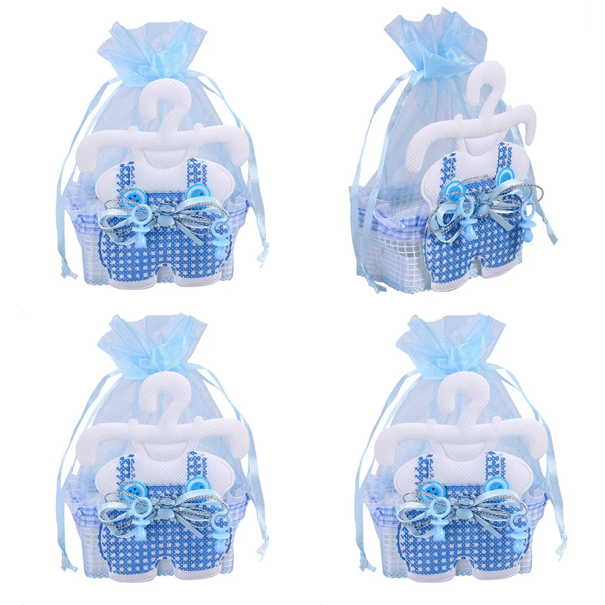 

12pcs Feeder Bottle Candy Bags Wedding Birthday Gift Bag Fabric Drawstring Bags For Shower Anniversary Party Favor (Blue)