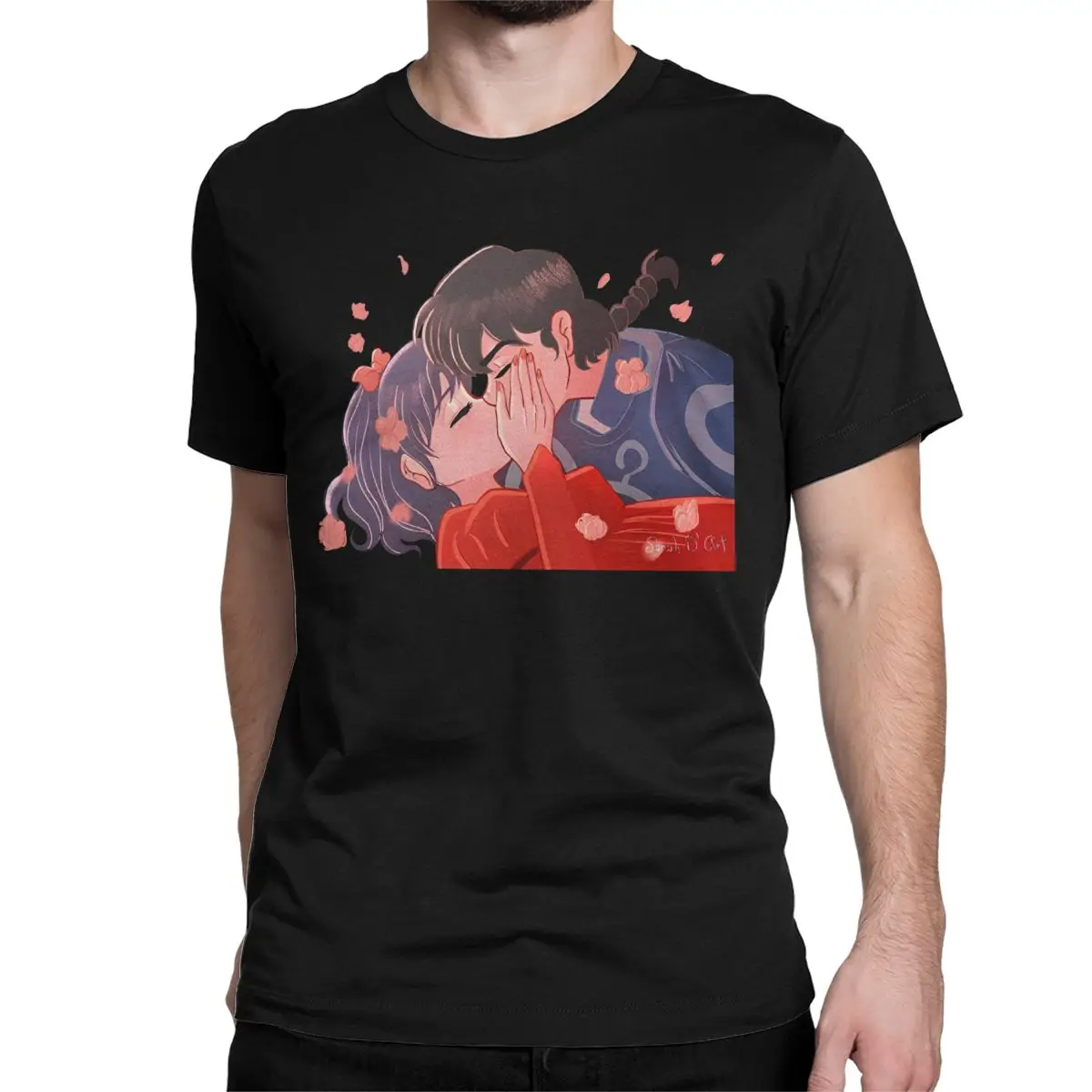 Ranma 12 Anime Manga And Akane Kiss T-Shirt for Men Unique Pure Cotton Tee Shirt Short Sleeve T Shirt Gift Idea Clothing