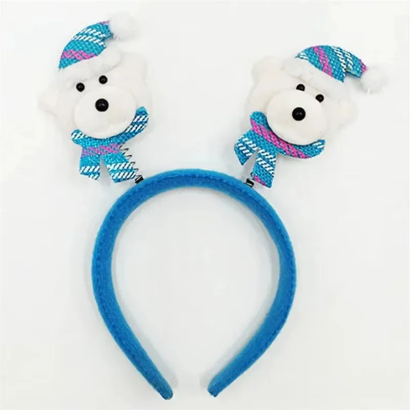 7 Pieces Cute Christmas Headbands Decorations Chromatic Reindeer Snowman Pattern Hair Hoop for Xmas Home Party Decoracion
