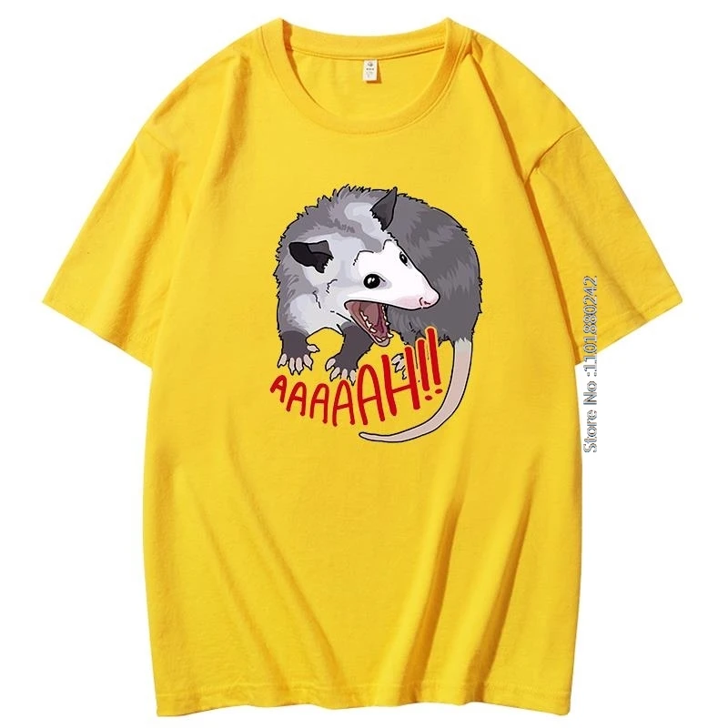 Possum scream at own ass funny Classic graphic t shirts Summer men's Cotton short sleeve t-shirt oversize Tees Tops Men clothing