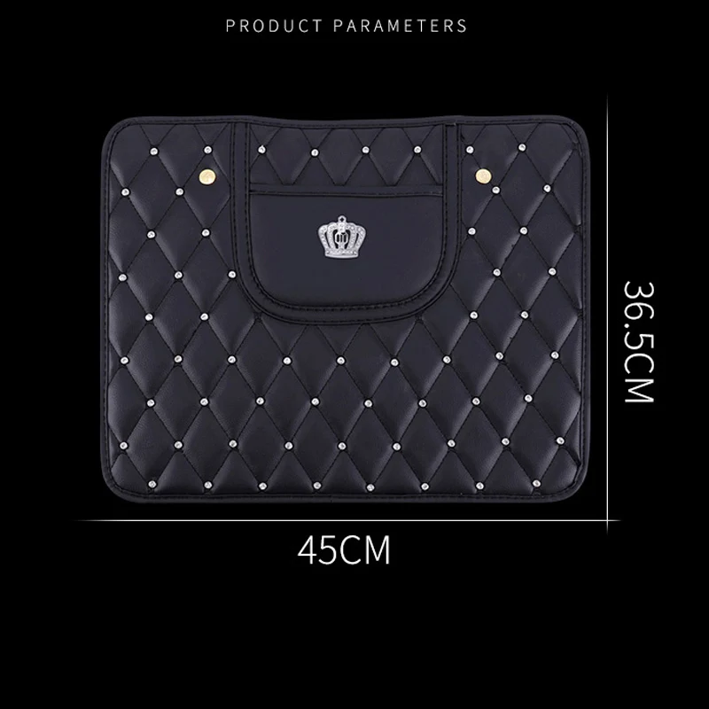 Rhinestones Leather Car Seat Back Cover Protector Crystal Auto Anti-kick Pad Wear-proof Mat Anti-Dirty Mat For Children