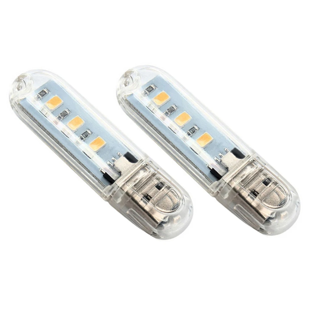 

2Pcs USB Small Night Light Portable 3 Leds Mini Lamp Bright USB Book Light Compatible with Laptop Power Bank