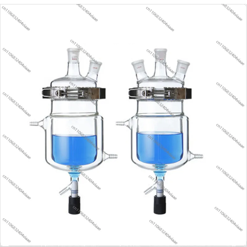 For High Borosilicate Glass Three-port Double-layer Open Reactor Double-layer Jacketed Reactor (including Clamp) Jacketed Flask