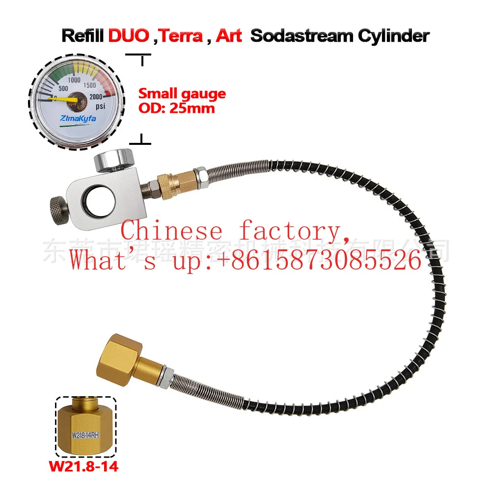 Conector de manguera de inflado para botellas de soda Sodastream DUO/Terra/Art, válvula de inflado de rosca grande a pequeña