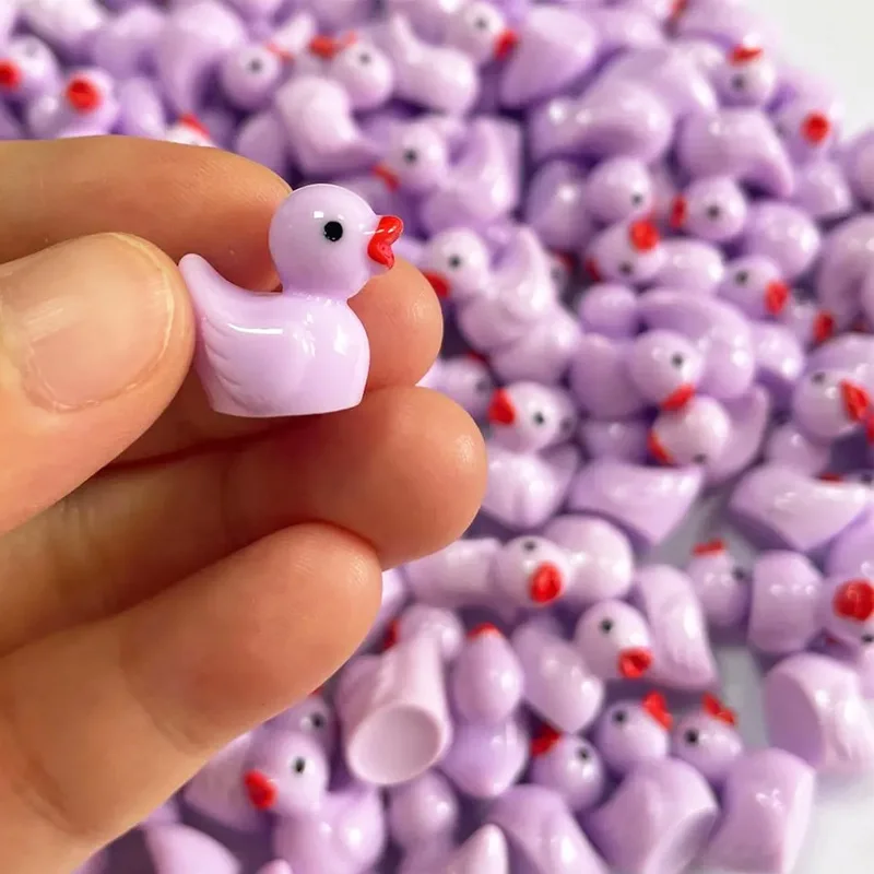 10/20 Pcs Miniature Resin Ducks Purple, Mini Fairy Garden Ducks for Crafts Micro Landscape DIY Decoration Embellishments