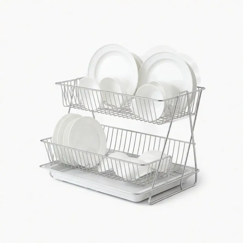 Kitchen Countertop Storage Organizer Metal Dish Drying Rack Shelves For Bowls Plates Utensils Cabinet Space Saver