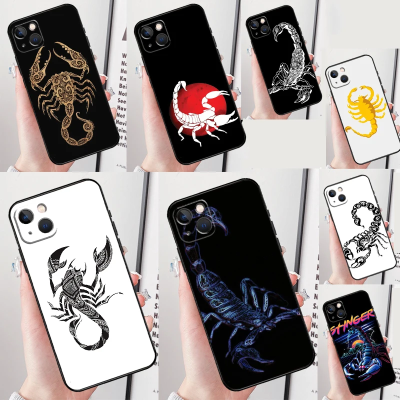 Funda de teléfono Scorpion para iPhone 16 Pro Max 12 13 Mini 11 14 15 Pro Max XR 16 15 Plus 16e