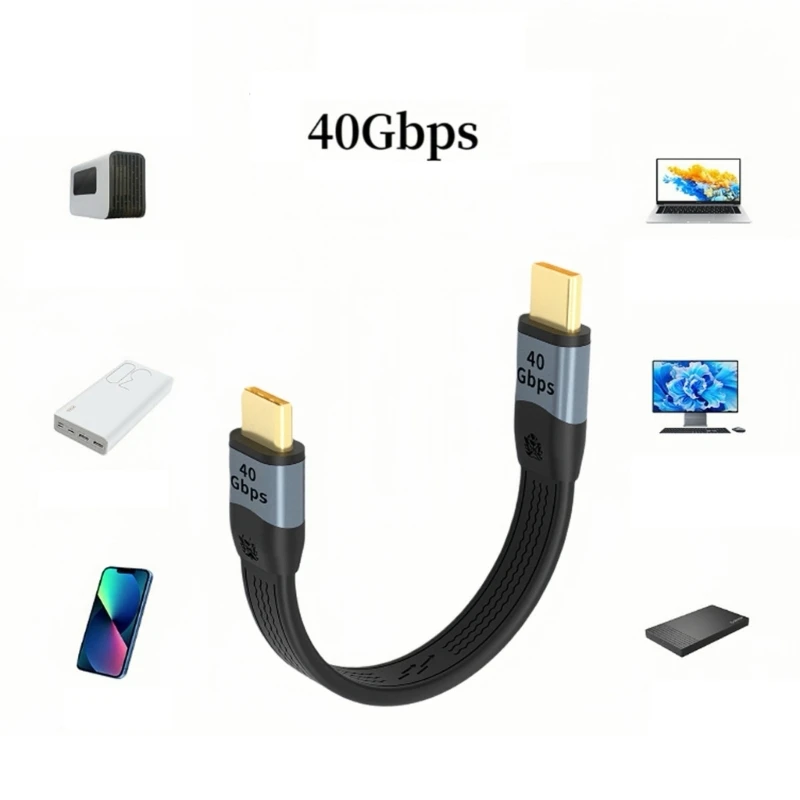 USB4.0 Short Cable USB C to USB C Connection 100W Rapid Charging, 40Gbps Transfer Rate FPC Soft Wire 14cm