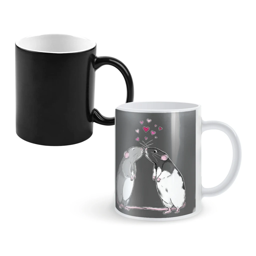 

Rat Kisses (White Outline)Coffee Mugs And Mug Creative Color Change Tea Cup Ceramic Milk Cups Novelty Gifts