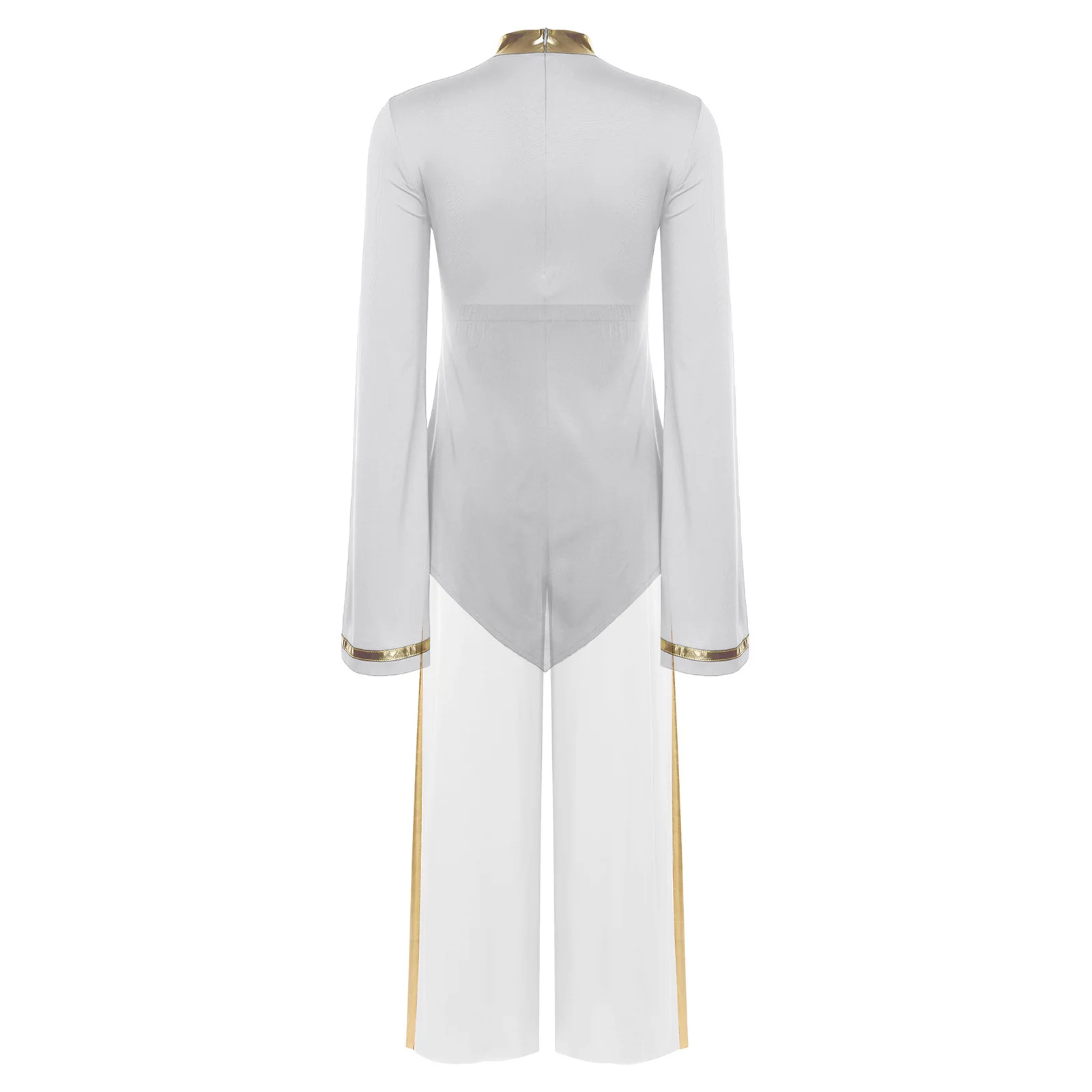 المرأة الحديثة الغنائية الثناء ملابس الرقص جوقة الكنيسة العبادة الليتورجية زي طويل الأكمام قميص معدني مع السراويل الطويلة