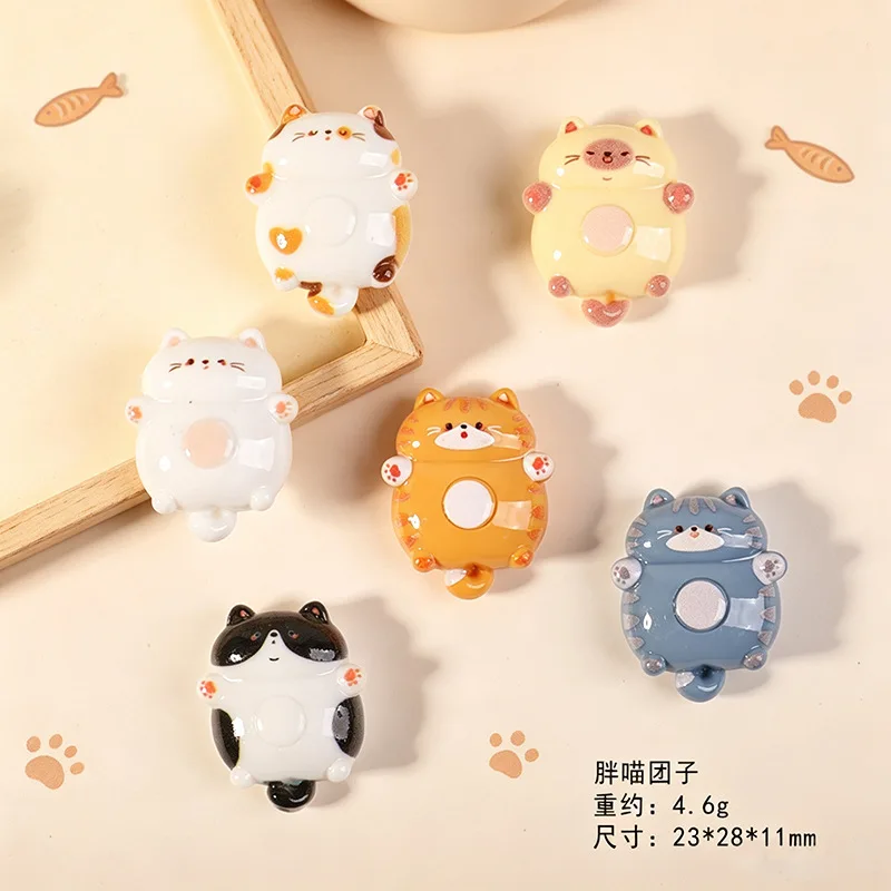 100pcs Kawaii Cartoon Cat Fat Meow Resin Flatback Cabochon DIY for Phone Case Hairpin Keychain Earrings Scrapbook Shoes Buckle