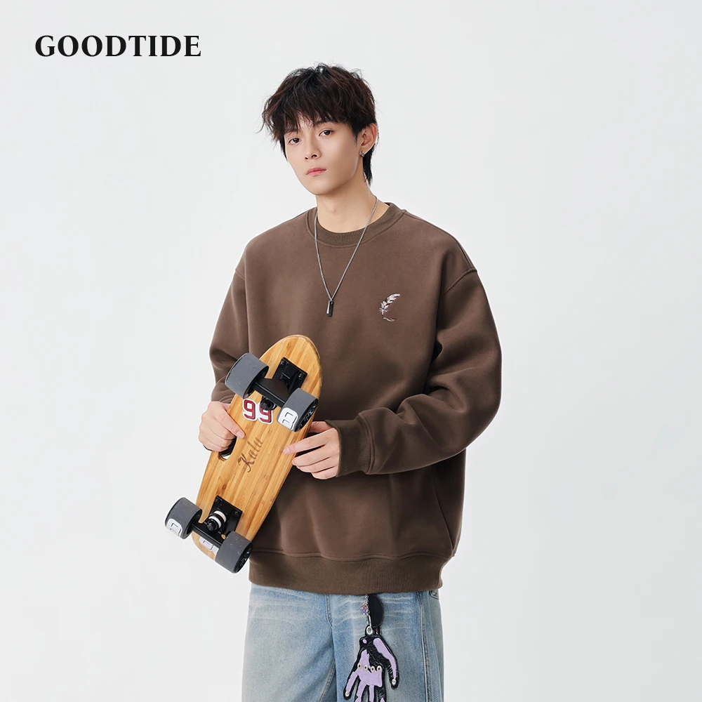 موضة الرجال عادية طاقم الرقبة البلوز 2025 شتاء جديد نمط مطرز مريح لينة كم طويل البلوز #3