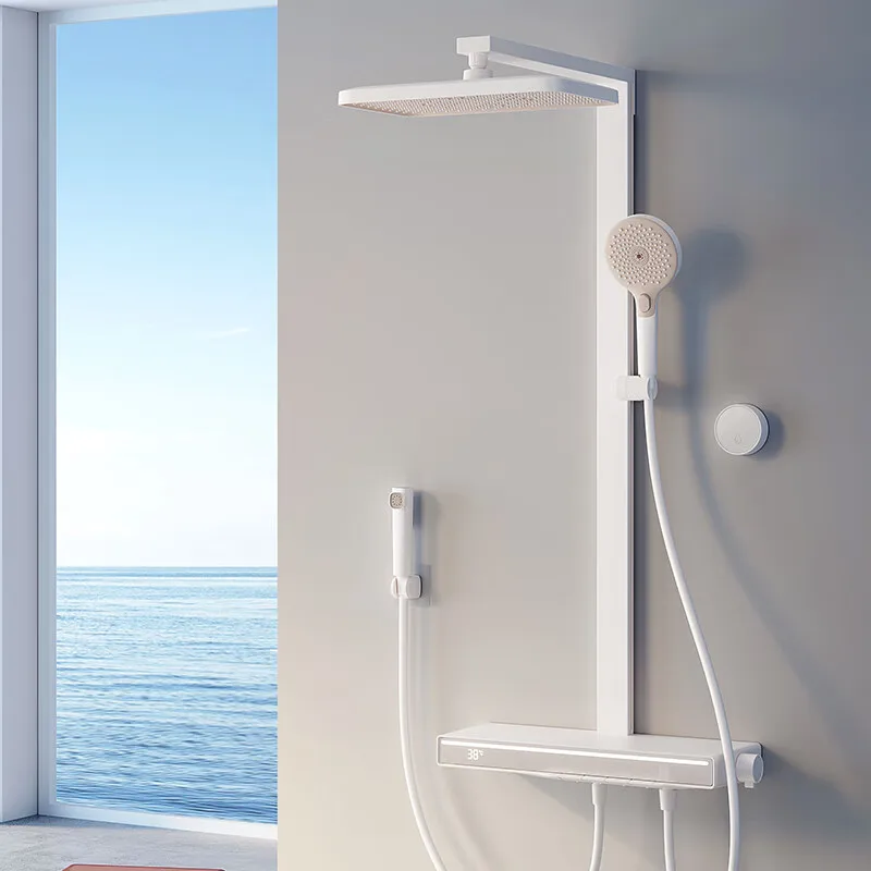 

DIIIB Milk Cafe Душевая система Набор с цифровым дисплеем Кнопки для фортепиано Непостоянная температура Модель Смеситель для душа для ванны Полный набор