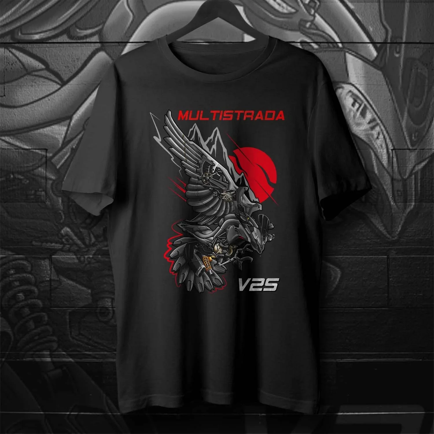 Classic Italy Motorcycle Multistrada V2 Raven Inspiration T-Shirt 100% Cotton O-Neck Short Sleeve Casual Mens T-shirt Size S-3XL