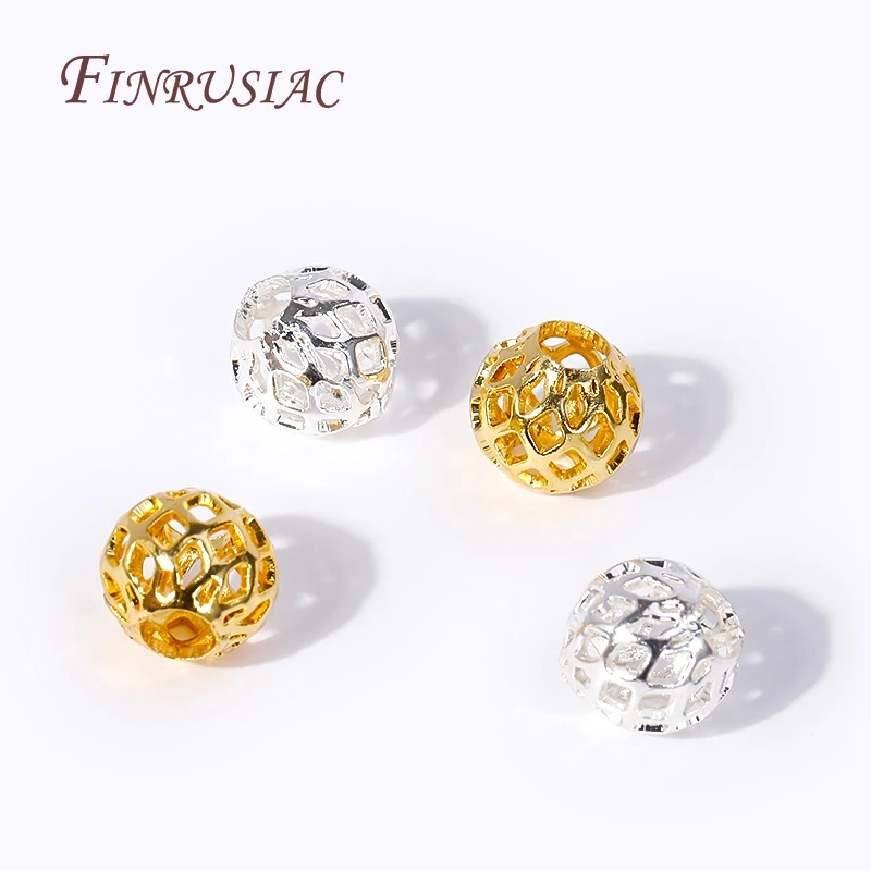 4/5/6/8MM Messing Runde Hohl Spacer Perlen 18K Gold Überzogene Separator Perlen armband Perlen Hohe Qualität DIY Schmuck Zubehör – Detail 9