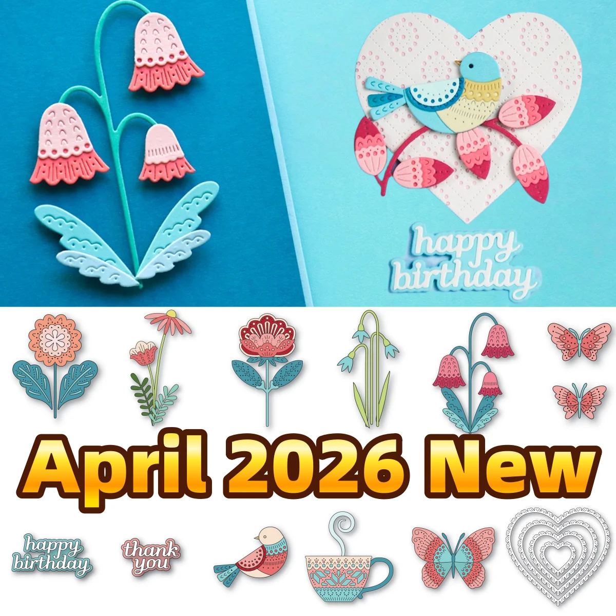 

Новые металлические вырубные штампы для творчества: Витражные тюльпаны, яйца, кролики, цветы, кресты, весенние мотивы. Для изготовления открыток, скрапбукинга, пасхальных поделок. Февраль 2026.