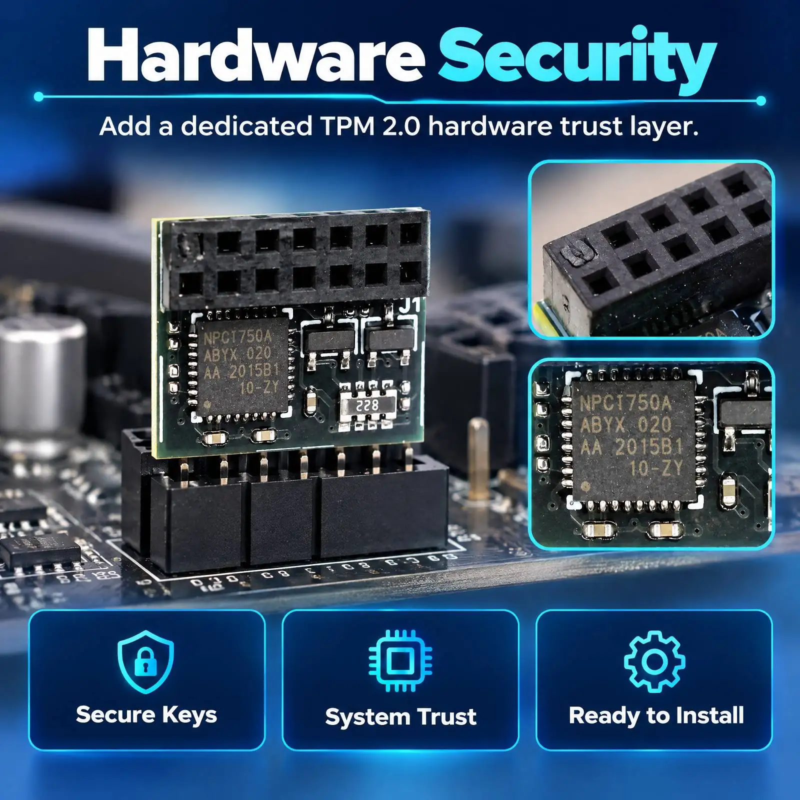 Trusted Platform Module 2.0 for Z390 B450 X470 14 Pin LPC SPI