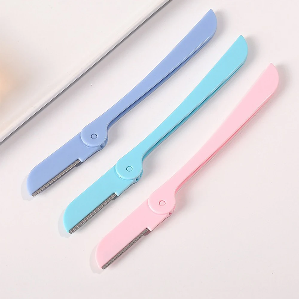 3 pçs rosto dobrável sobrancelha navalha afiada portátil lâminas faciais trimmer shaper conjunto de ferramentas de maquiagem