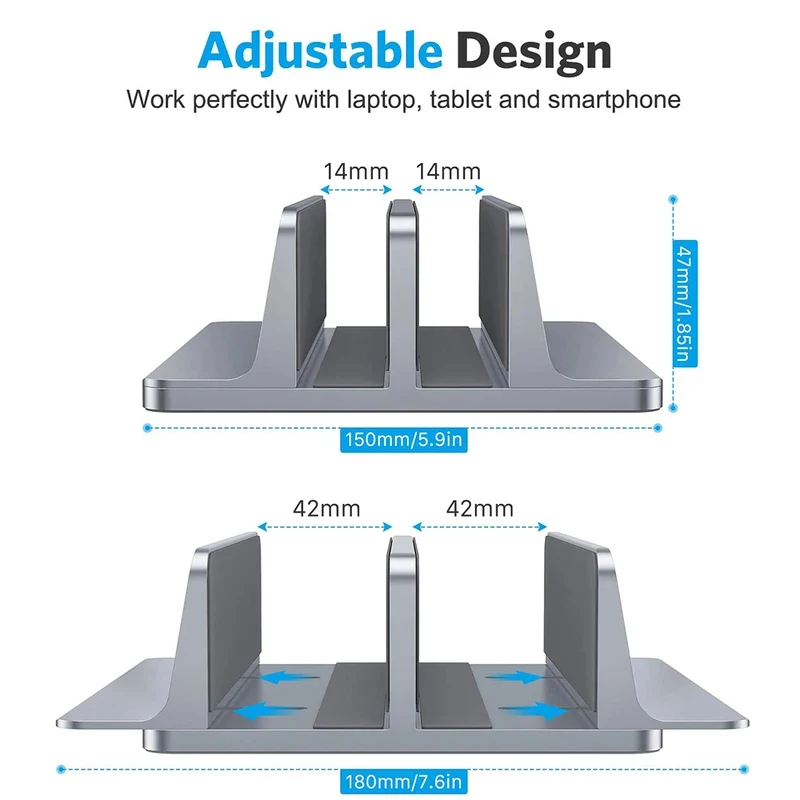 Vertical Laptop Stand Aluminium Adjustable Portable Notebook Mount Support Base Holder For MacBook Pro Air Accessory Book Holder