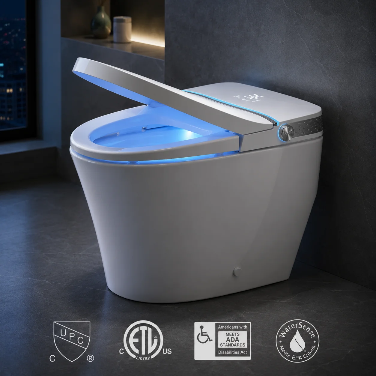 Style One Piece Automatic Flushing Heated Seat Ceramic Tankless Bidet Smart Toilet