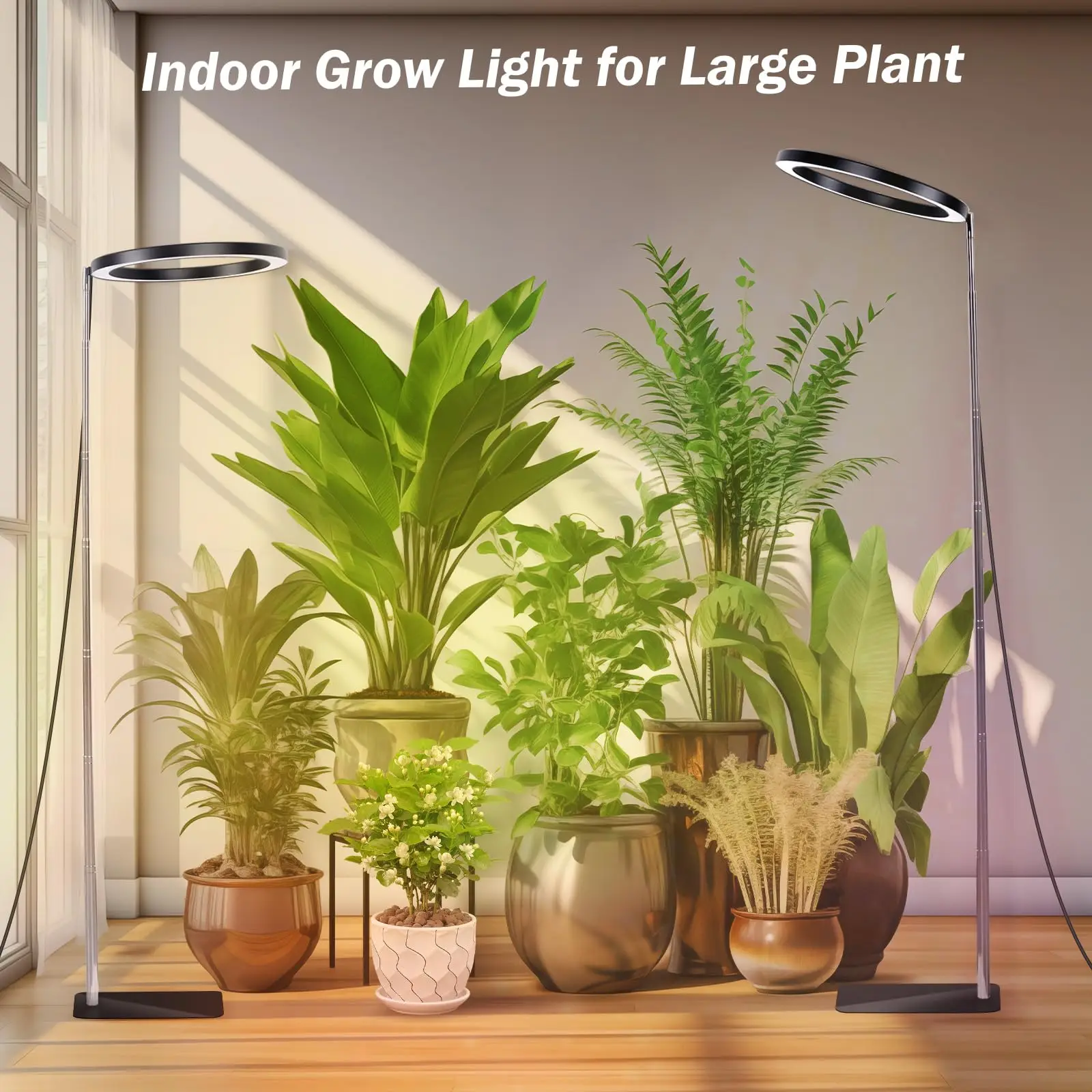 

Grow Lights Stand for Indoor Plants, 72LEDs 6000K Full Spectrum Height max 160cm Adjustable with Auto On/Off Timer 3/9/12H