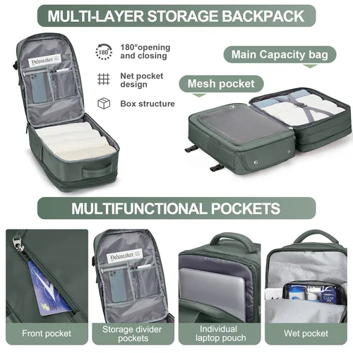 Imagen 2 del producto Mochila para mujeres y hombres, mochila de viaje de aire impermeable, equipaje de mano, bolsas para ordenador portátil, mochila de expansión de gran capacidad, bolso de hombro